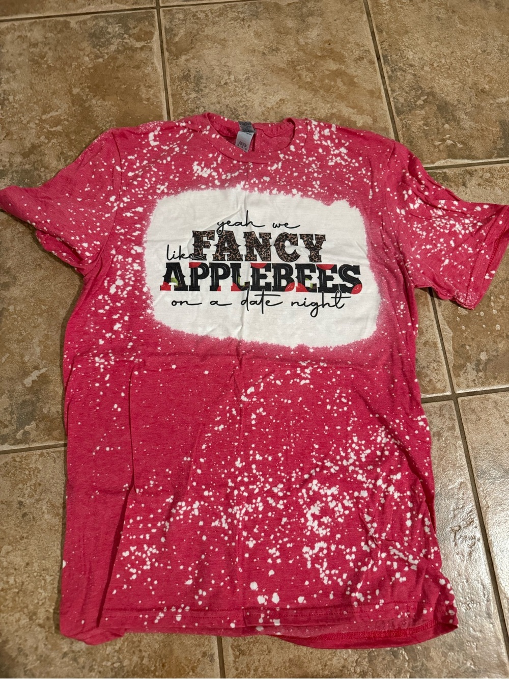 Gildan Pink Bleached "Fancy Applebees" Graphic Tee